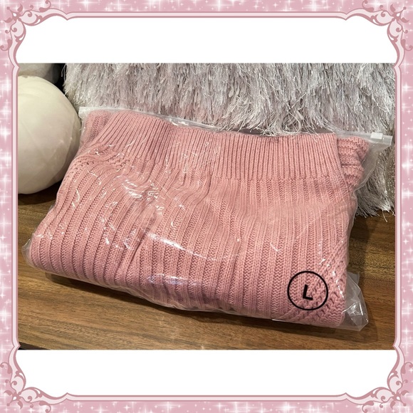 Rose Pink Cold Shoulder Knit Sweater Bke People Turtleneck Jumper Buckle Free L - Picture 3 of 6